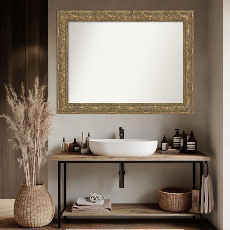 Luxe Non-Beveled Framed Bathroom Vanity Wall Mirror