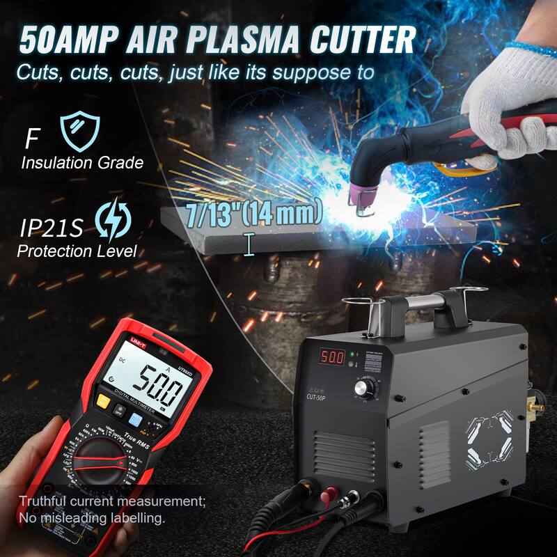 Plasma Cutterfor 1/2" Clean Cut Aluminum and Stainless Steel - 50Amp