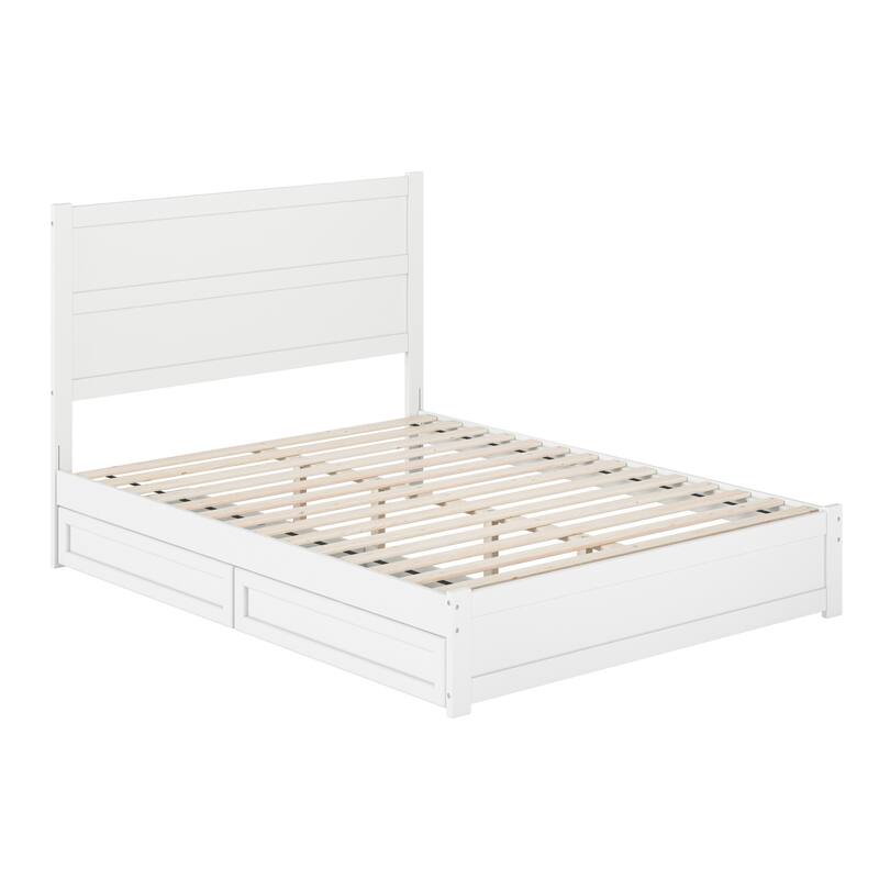 Aveline Wood Platform Bed with Matching Footboard & Storage Drawers