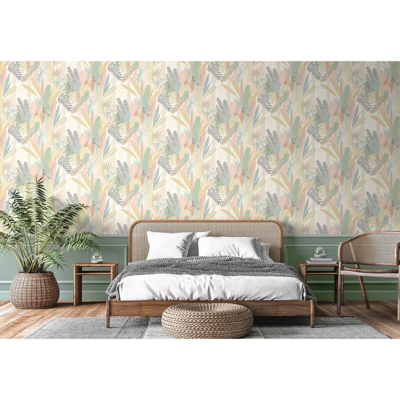 Glasshouse Pastel Tropical Damask Wallpaper