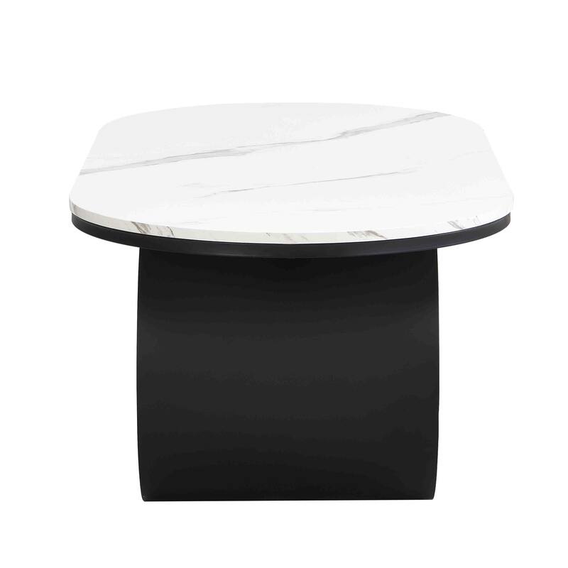Luxury Industrial Oval Coffee Table, 47.24'' Coffee Table With Storage Drawer,Metal Center Table For Living Room