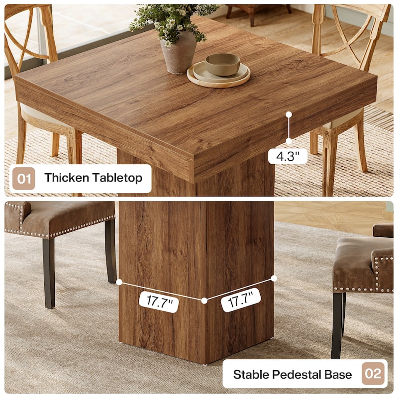 39" Farmhouse Small Square Kitchen Dining Table for 4 - 39" W x 39" D x 31.5" H