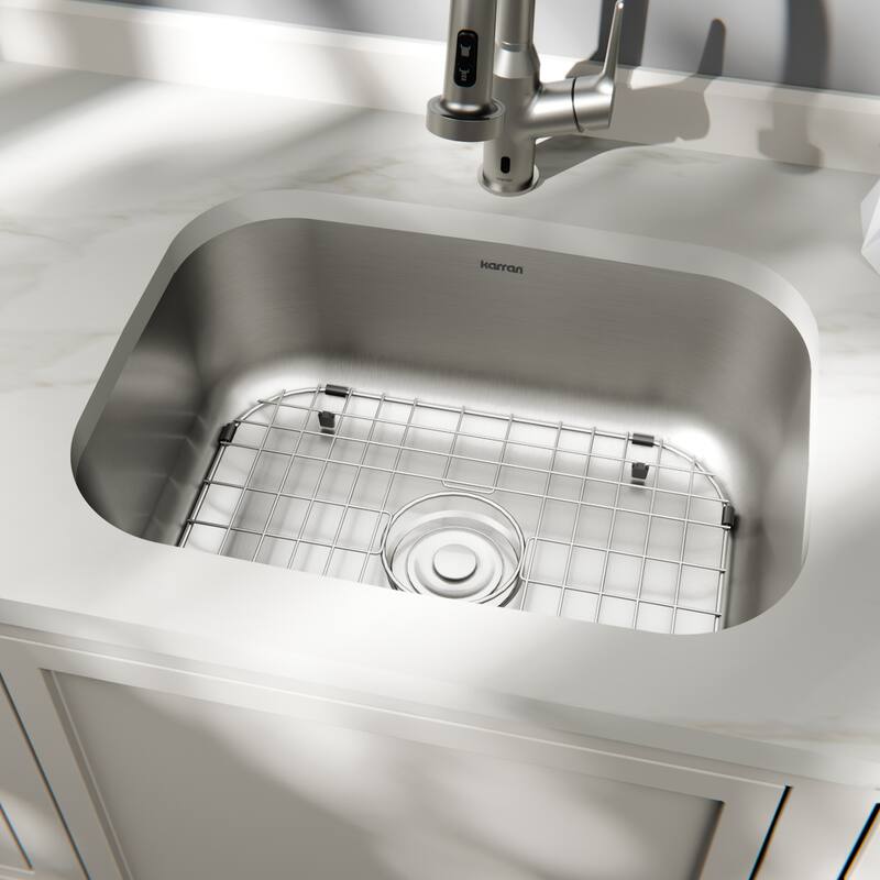 Karran Profile 23” Undermount 18 Gauge Single Bowl Stainless Steel Kitchen Sink with Accessories