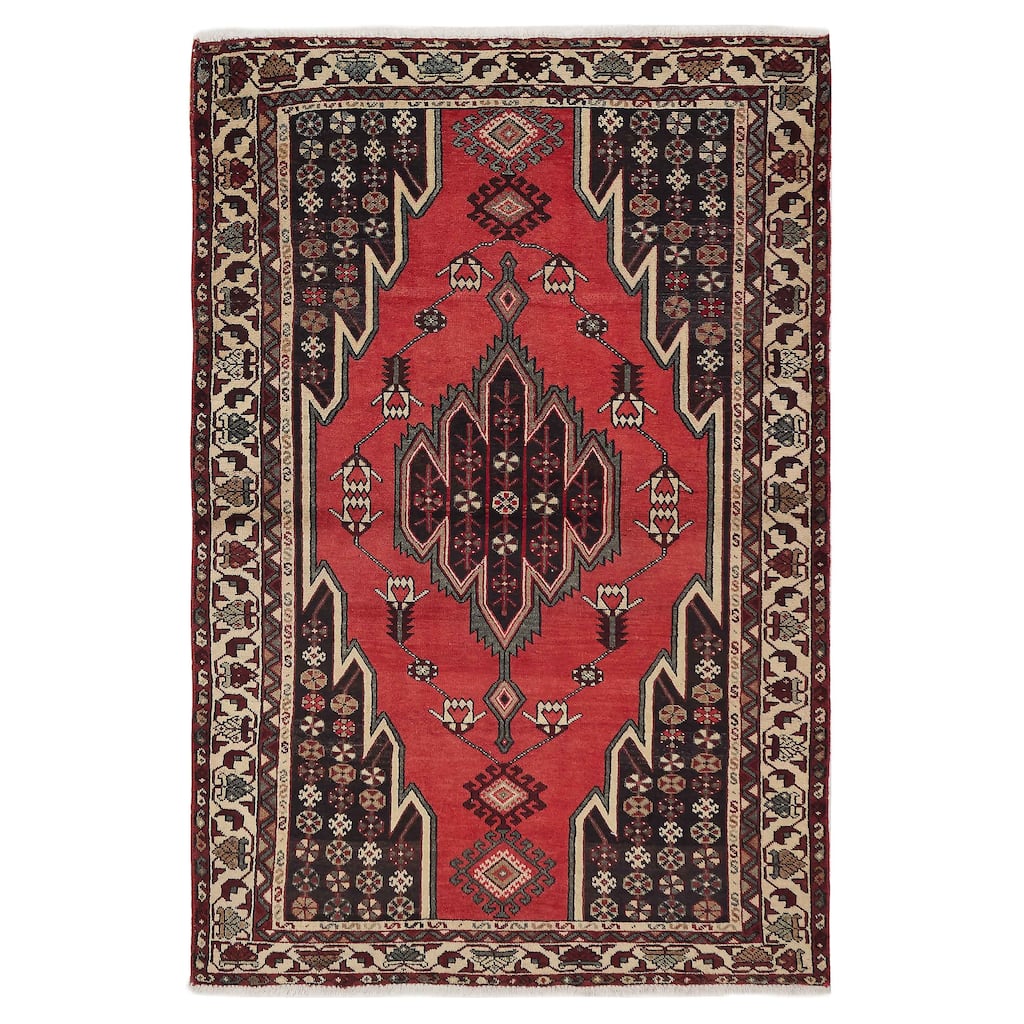 ECARPETGALLERY Hand-knotted Anadol Red Wool Rug - 4'3 x 6'6