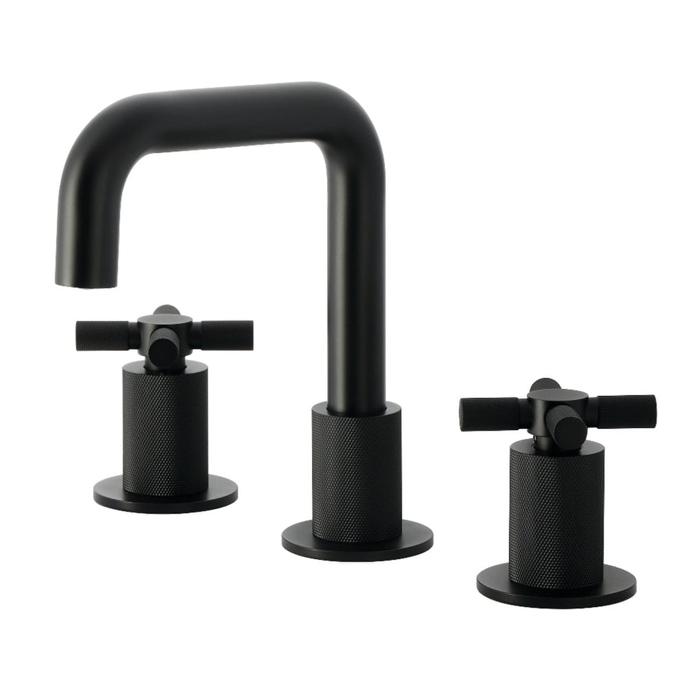 Kingston Brass Convergent Two-Handle 3-Hole Deck Mount Widespread Bathroom Faucet with Push Pop-Up Drain