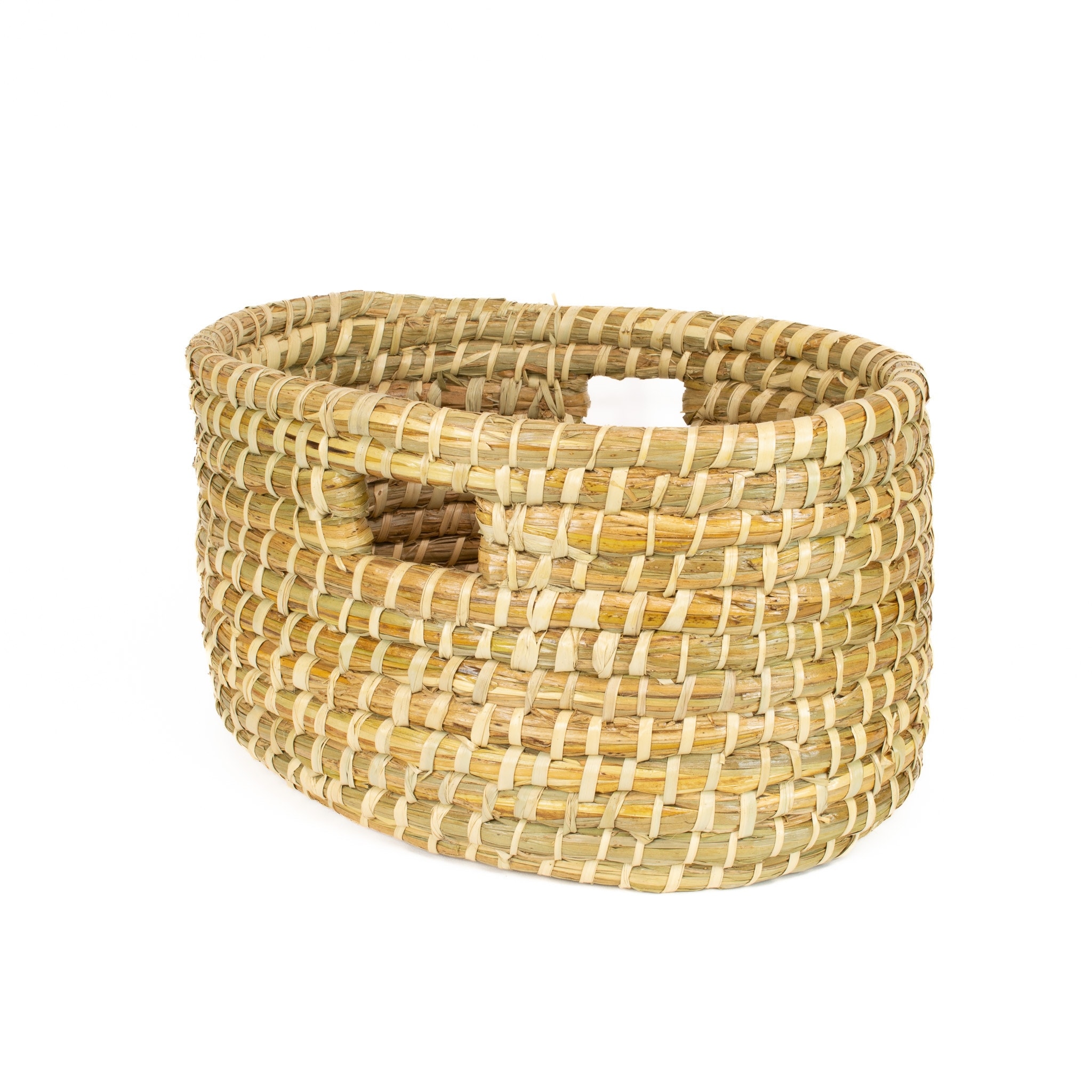 Seagrass Oval Tall Basket With Handles