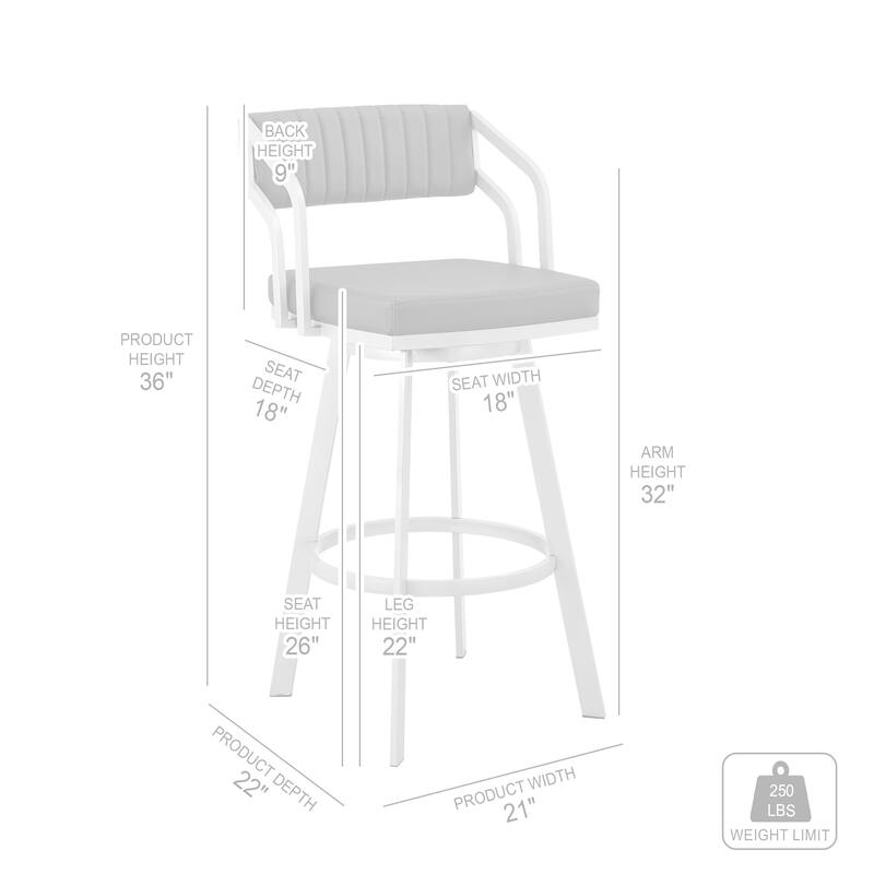 Capri Metal Upholstered Bar or Counter Swivel Stool