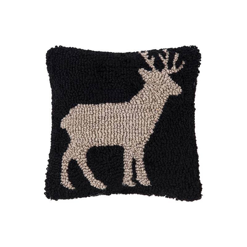 8" x 8" Deer Hooked Petite Throw Pillow