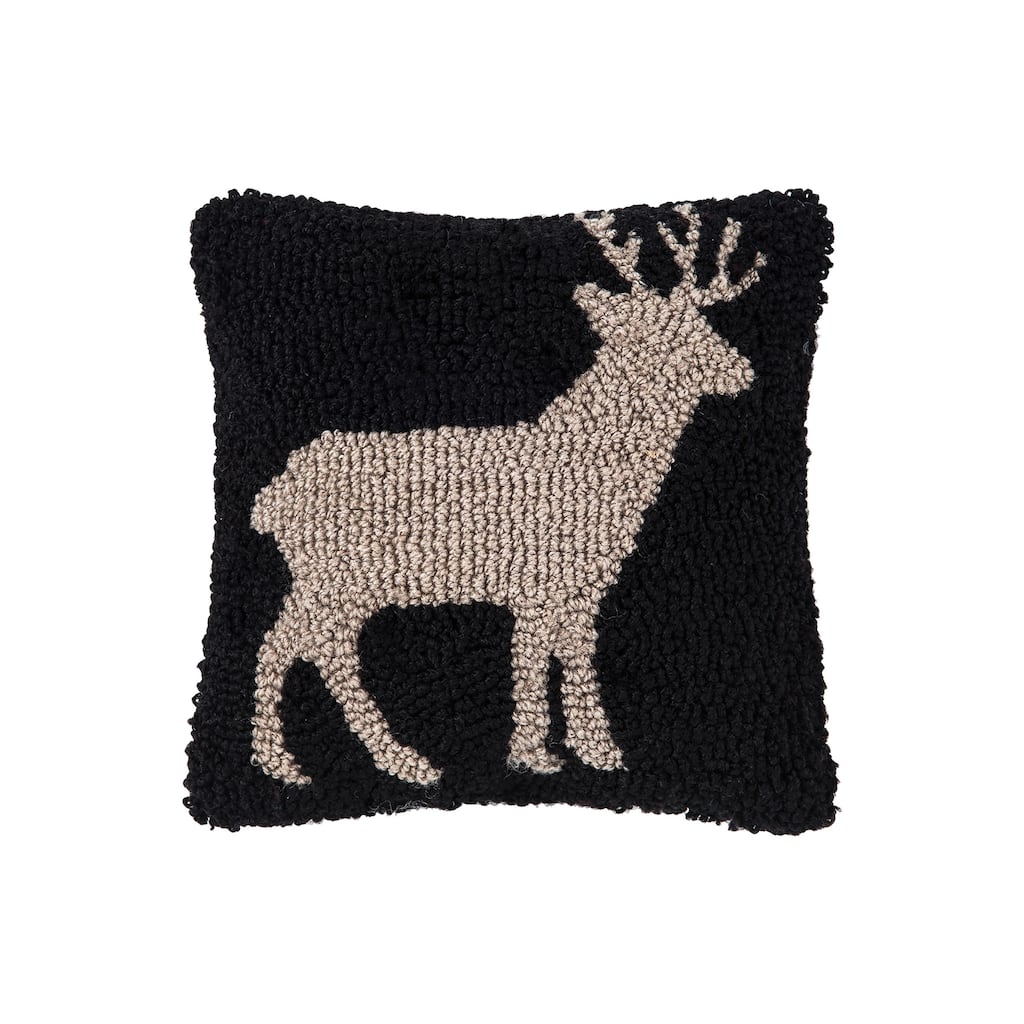 8" x 8" Deer Hooked Petite Throw Pillow