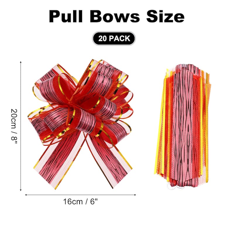 20pcs Pull Bows 6.3 Inch Wide Organza Ribbon Bow for Gift Wrapping - Wine Red