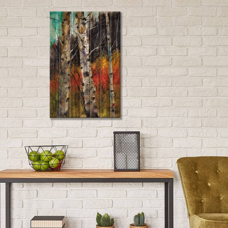 Trees on Fire Print On Wood by Dean Crouser - Multi-Color