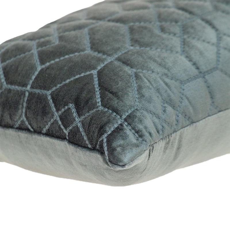 Navy Quilted Velvet Geo Lumbar Decorative Pillow