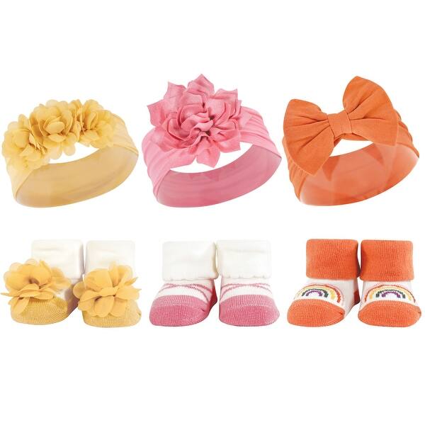 slide 1 of 1, Hudson Baby Infant Girl Headband and Socks Giftset, Yellow Orange, One Size - Yellow Orange Yellow Orange - One Size