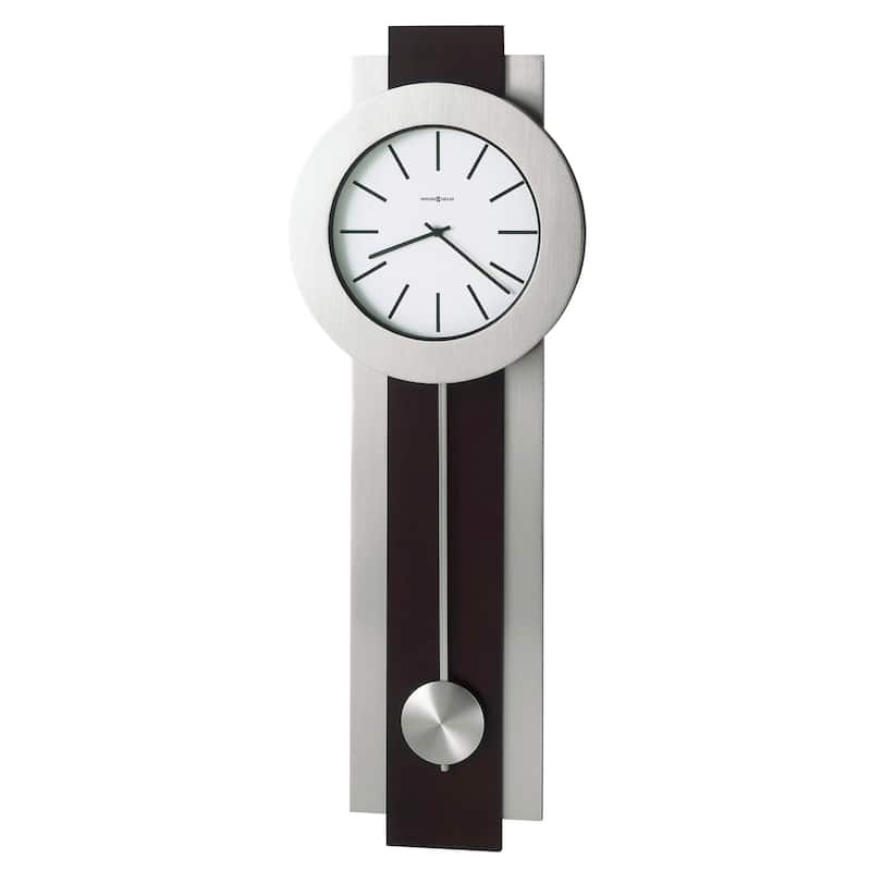 Howard Miller Dark Brown and Silver Plastic and Glass Wall Clock - Cherry