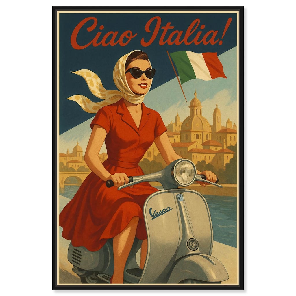 Scooter Italian Travel Canvas by Art Remedy