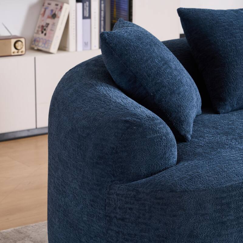 Full Compression Sponge Couch Chenille Floor Curved Loveseat Sofa