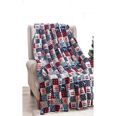 American Pride Collection Microplush Firefighter Blanket (50" x 60") - Fire Fighter Patchwork - Blanket for Boy, Girl or Adults