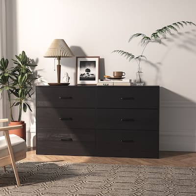 52.75" Wide Horizontal Double Dresser with 6 Fabric Drawers