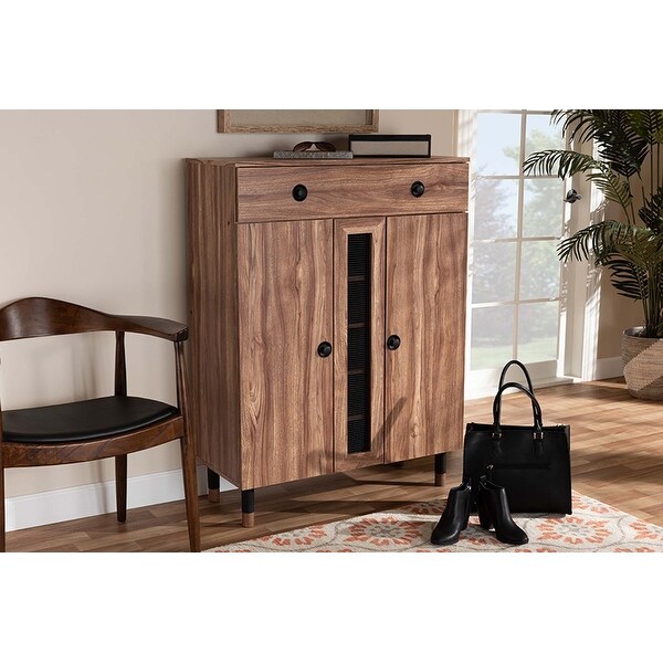Shop Kenzie 2 Door Wood Entryway Shoe Storage Cabinet W Drawer Brown On Sale Overstock 31490607
