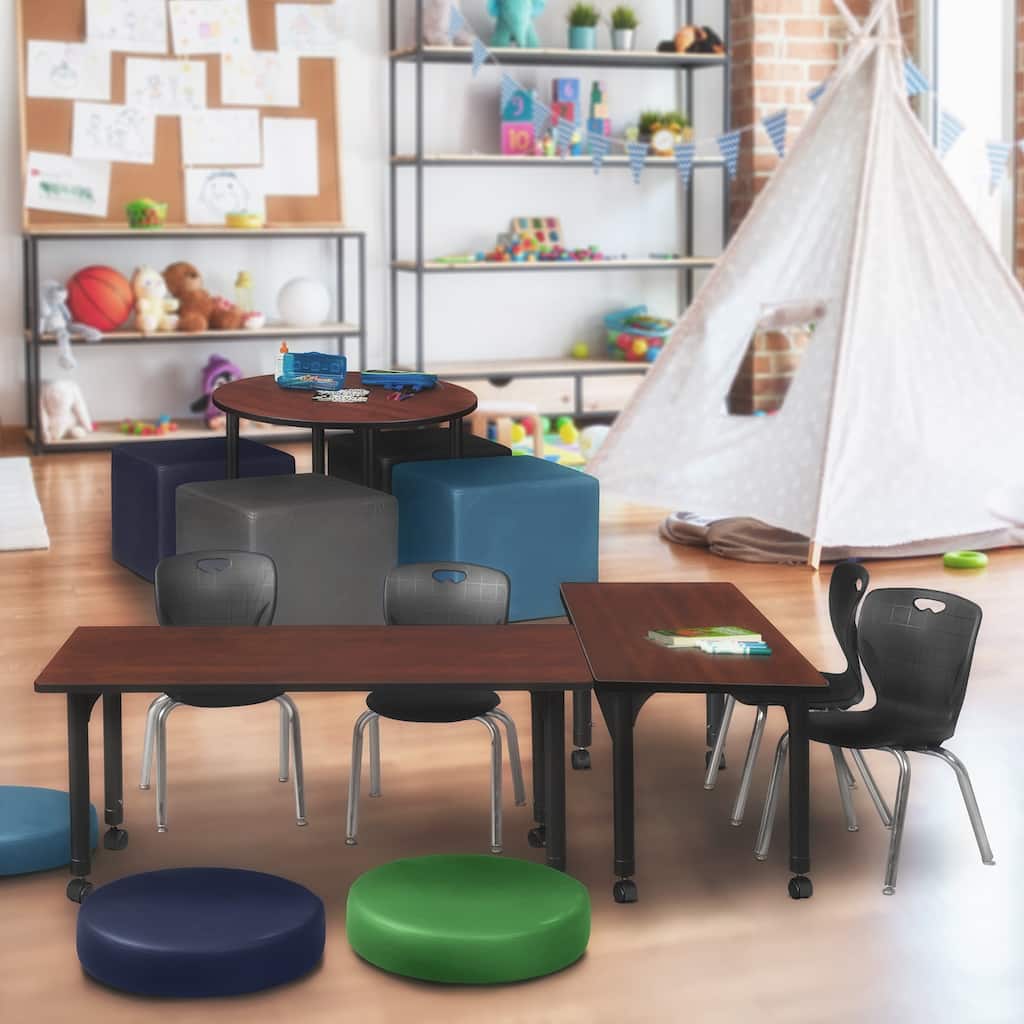 42 in. Height Adjustable Mobile Classroom Table - Cherry