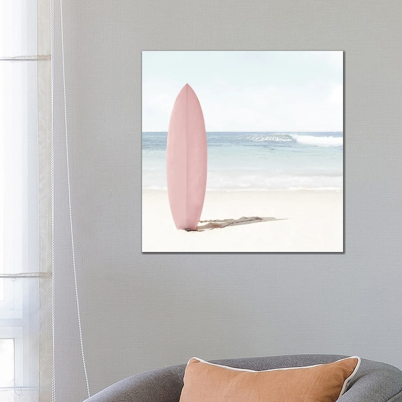 iCanvas "Pink Surfboard" by Tiny Treasure Prints Canvas Print - 26x26x1.5