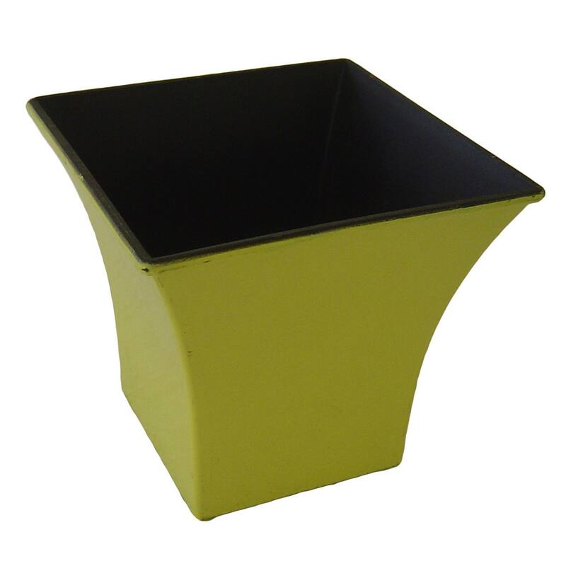 HomeRoots 5" Yellow Recycled Plastic Indoor Outdoor Square Pot Planter