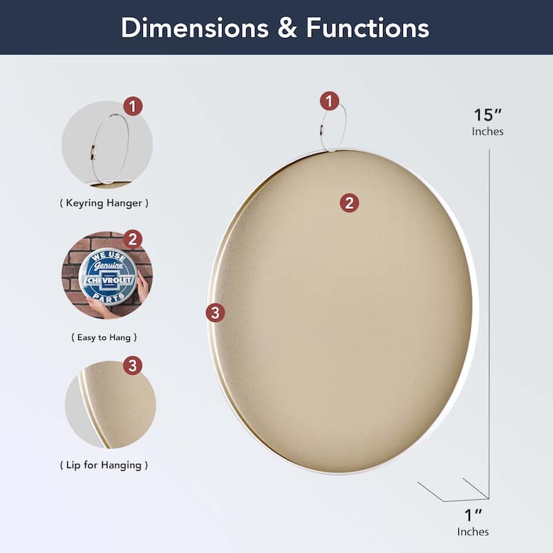 American Art Decor Round Dome Metal Sign - 15" x 15"