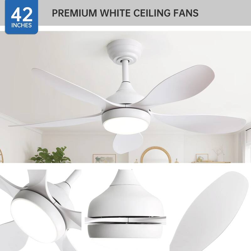 42" Integrated LED Indoor/Outdoor White Ceiling Fan with Light Kit and Remote Included