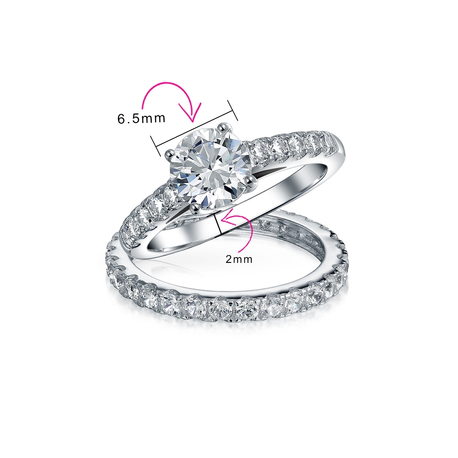 Shop 1ct Eternity Band Aaa Cz Engagement Wedding Ring Set Sterling Silver On Sale Overstock 31582808