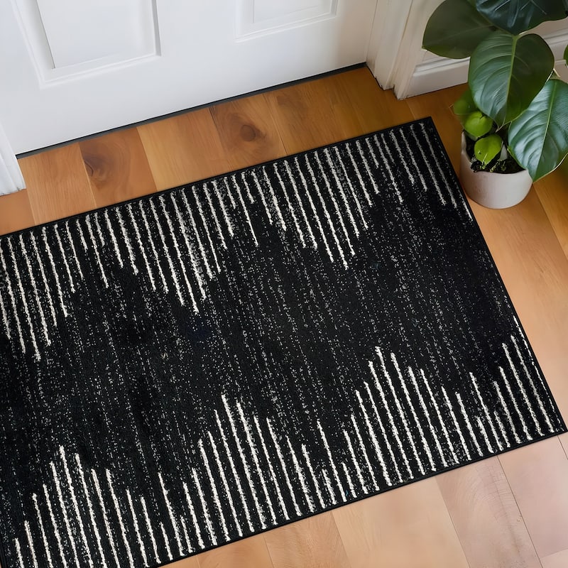 Bohemian Stripe Area Rug - 2' 7" x 4' - Black
