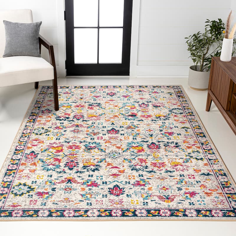 JONATHAN Y Traditional Persian Boho Floral Area Rug - 3 X 5 - Beige/Multi