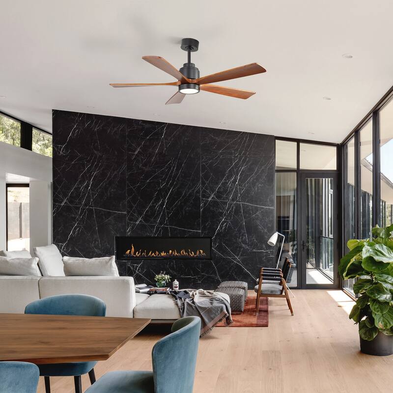 Sofucor 52 Inch Ceiling Fan with Light,6-Speed Quiet Remote Control,Dimmable LED,for Living Room, Bedroom and other Indoor