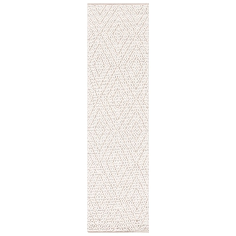 SAFAVIEH Handmade Natura Hareta Diamond Wool Rug - 2'3" x 8' Runner - Ivory