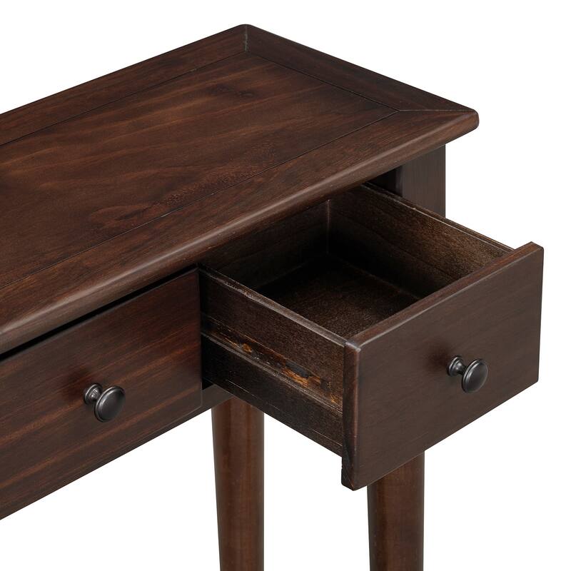 Retro Console Table with 4 Drawers and Open Shelf, perfect for Entryways, Living Rooms, and Hallways