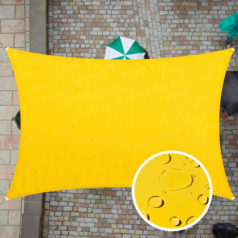 ColourTreeUSA Rectangle Waterproof Sun Shade Sail HDPE Mesh Fabric Screen Canopy UV Block 220 GSM - 7' x 12' - Yellow