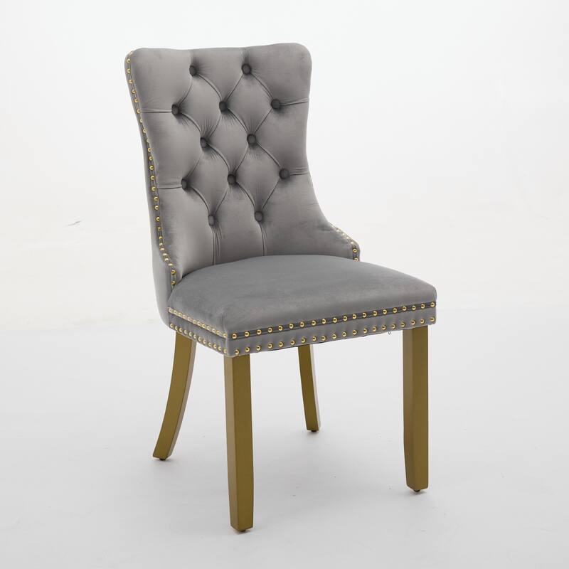 Roomfitters Upholstered Dining Chairs Set of 2 with Nailhead Trim and Gold Legs, Modern Side Chairs for Kitchen