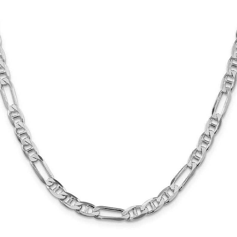 Curata 925 Sterling Silver Rhodium 5.5mm Figaro Mariner Anchor Chain Necklace for Men