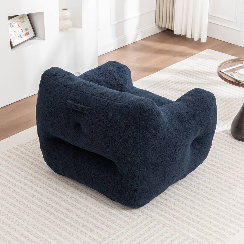Dark Blue Bean Bag Sofa Chair Leisure Chair Lounge Chair Padded Chair White Arm Chair Accent Chair with Armrest