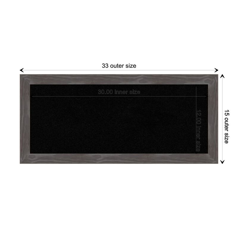 Woodridge Rustic Grey Wood Framed Black Corkboard Bulletin Board - Board Size 30x12