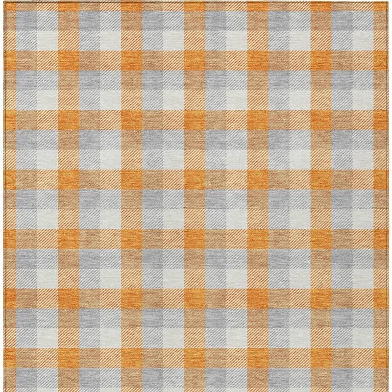 HomeRoots Plaid Transitional Rectangle Outdoor Rug