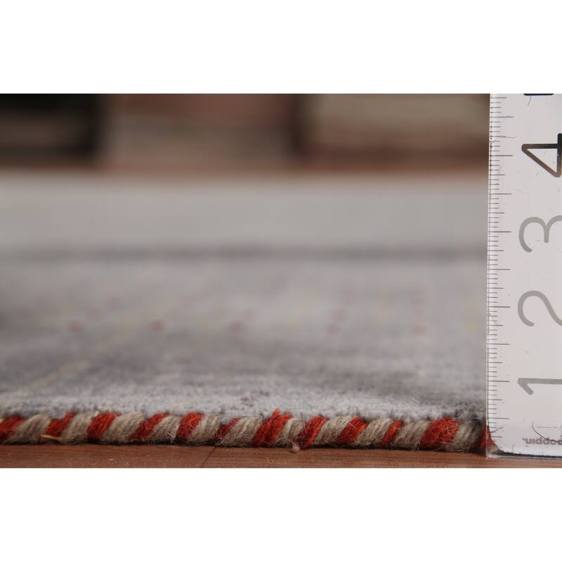 Tribal Gray Gabbeh Indian Area Rug Handmade Wool Carpet - 8'1"x 9'7"