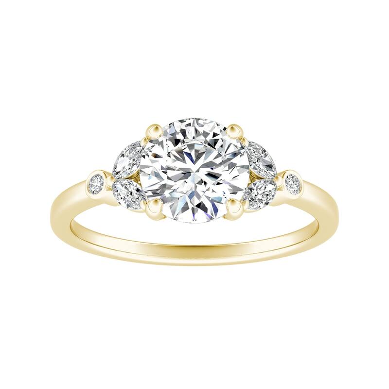 Auriya 14k Gold 1ctw Vintage Floral Moissanite and Diamond Engagement Ring 1/4ctw