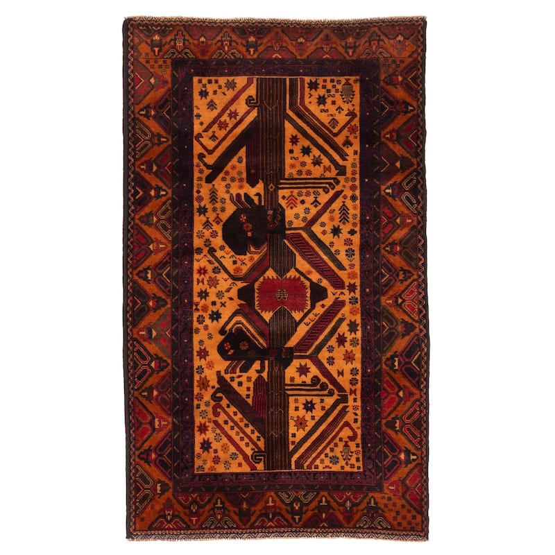 ECARPETGALLERY Hand-knotted Teimani Light Orange Wool Rug - 3'10 x 6'7