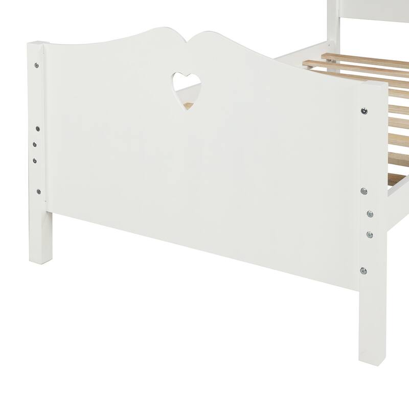 White Wood Twin Platform Bed with Headboard, Footboard, and Slat Support - Minimalist Design, Sturdy Pine Frame, 10 Slats