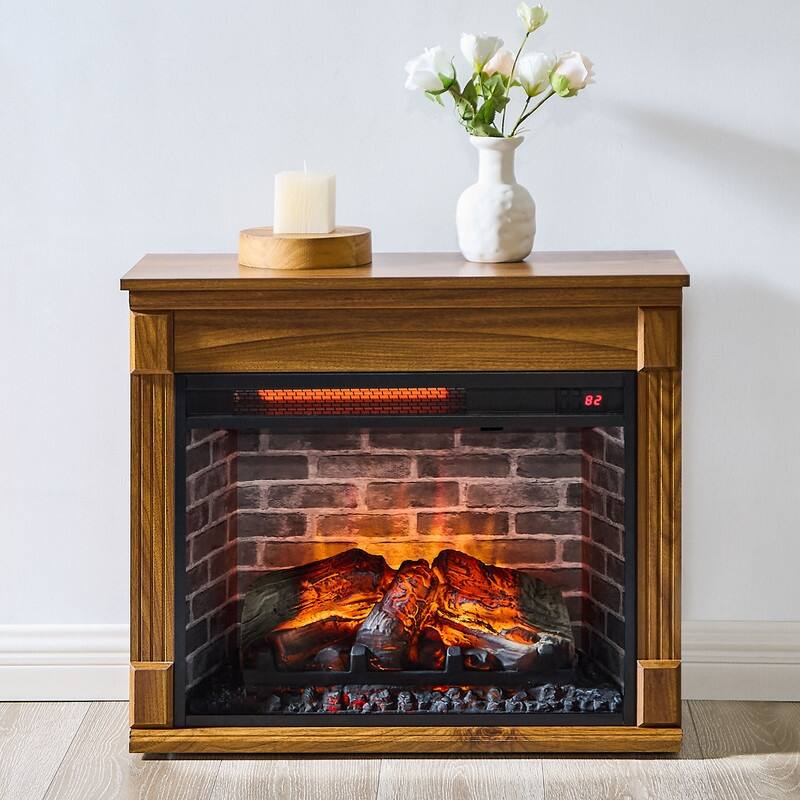 18/23/33 Inch Electric Fireplace Insert Ultra Thin Heater with Set Realistic Flame Touch Remote Control Overheating Protection - 18inch