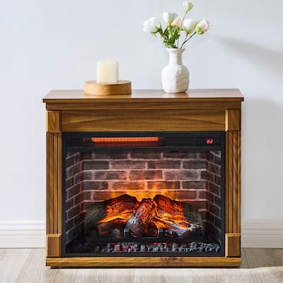 18/23/33 Inch Electric Fireplace Insert Ultra Thin Heater with Set Realistic Flame Touch Remote Control Overheating Protection