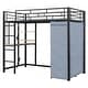 preview thumbnail 34 of 38, Metal & Wood Twin Size Loft Metal Bed with Desk,Power Outlet,LED and Wardrobe