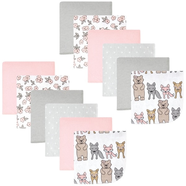 slide 1 of 1, Hudson Baby Infant Girl Flannel Cotton Washcloths, Wild Forest Pink 12-Pack, One Size - Wild Forest Pink 12-Pack - One Size One Size - Wild Forest Pink 12-Pack