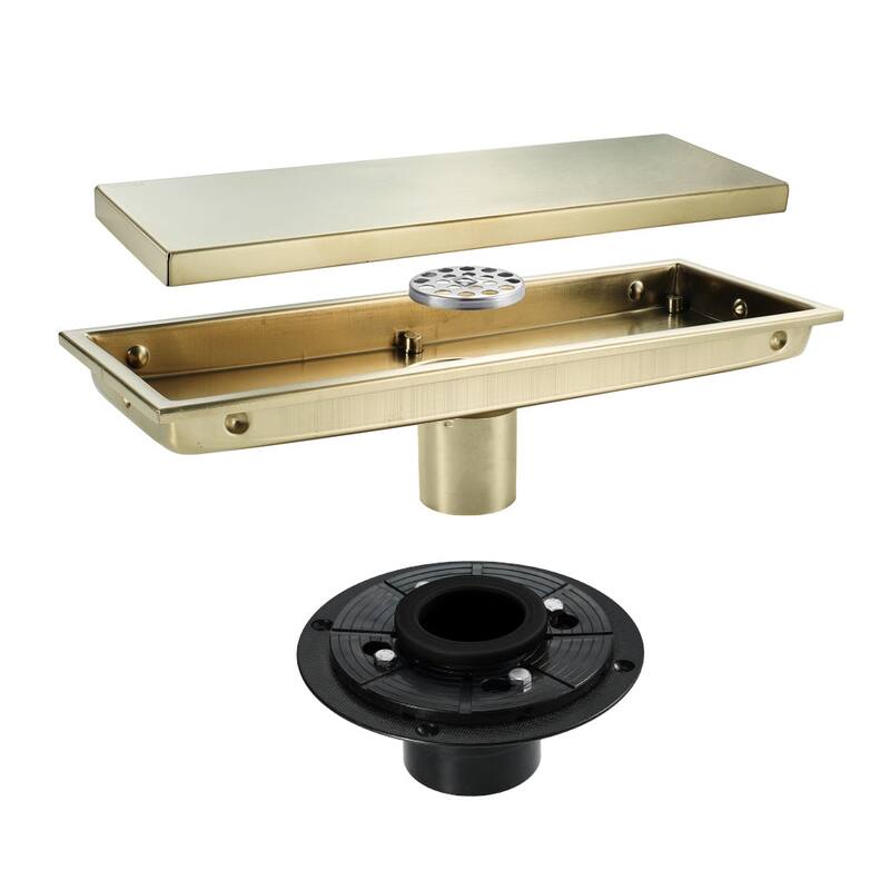 brushed gold 12 inch stainless material shower drain with ABS base - 11.8 x 4.4