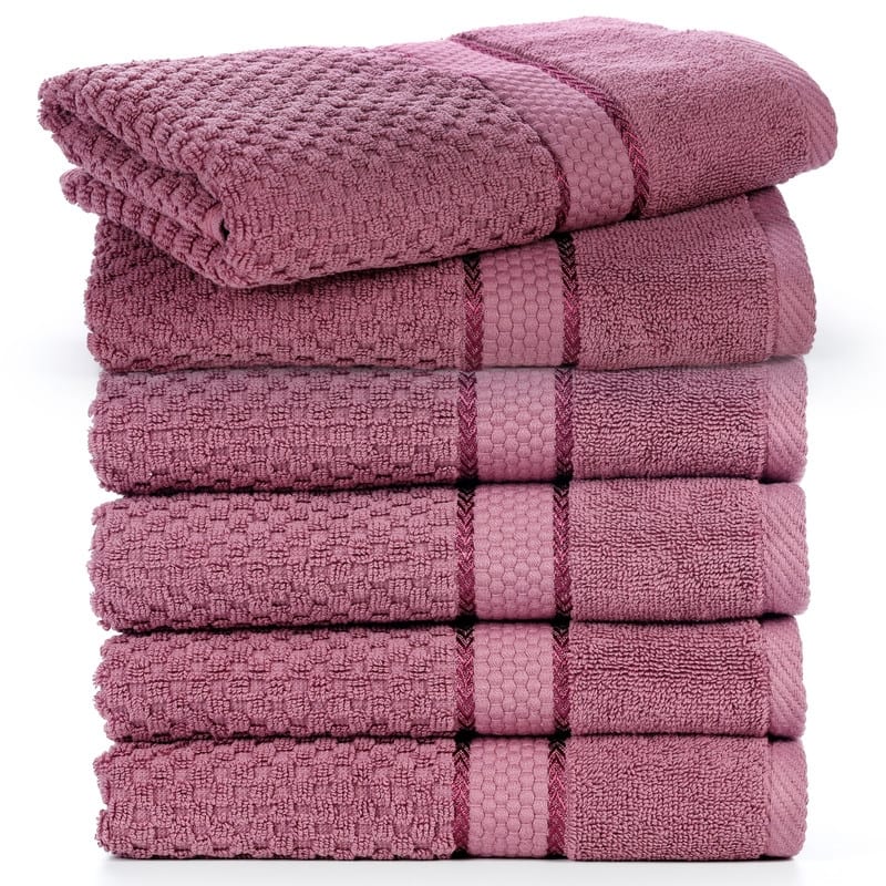 Hand Towels for Bathroom Popcorn Textured-18 X 28 Inch by Ample Decor - 6 Pcs - Grape Purple